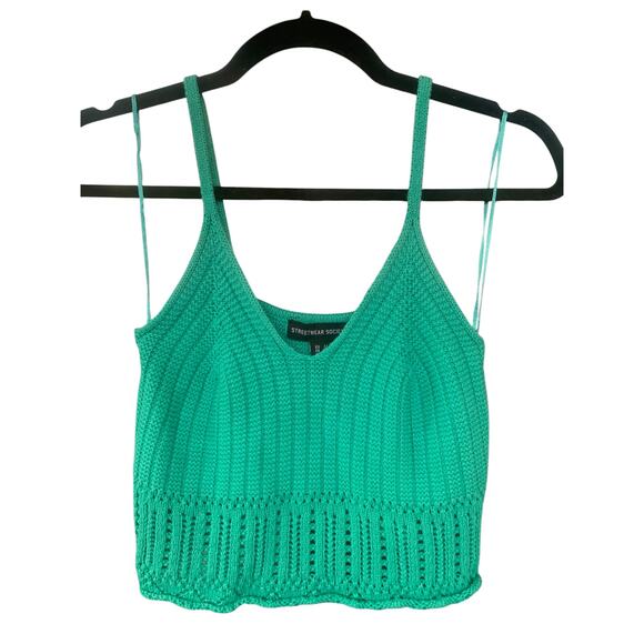 Streetwear Society Tops - Streetwear Society Green Crochet Tank Size M - Trendy, Comfortable & Stylish